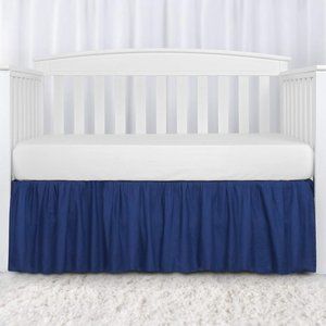 Navy Crib Dust Ruffle, Bed Skirt